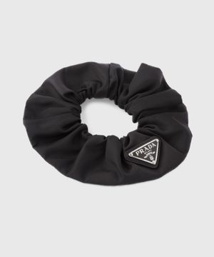 Logo detail nylon scrunchie in black 