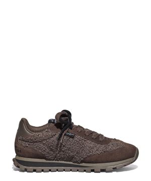 Brown logo-patch lace-up sneakers