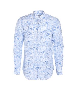 Blue and white shirt with paisley print
