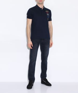 Three button collar polo in navy