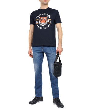 Qara rəngli loqo detallı T-shirt