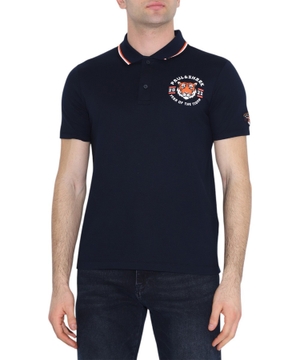 Logo print polo in navy