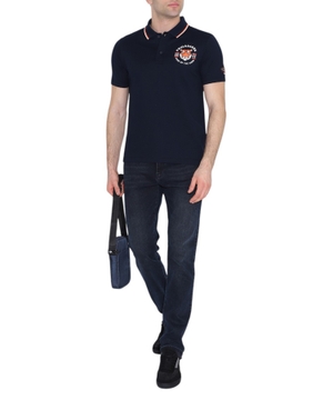 Logo print polo in navy