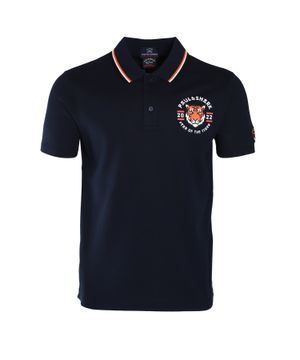 Logo print polo in navy