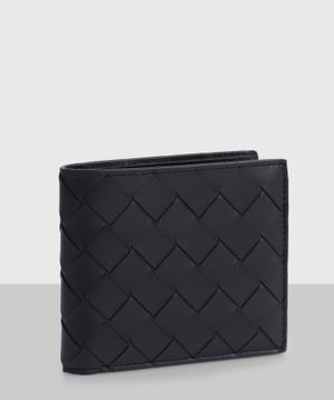 Black wallet with straw design