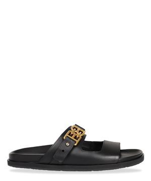 Logo buckled slide sandals in black