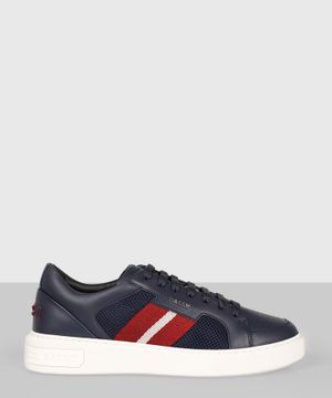Striped leather sneakers in blue
