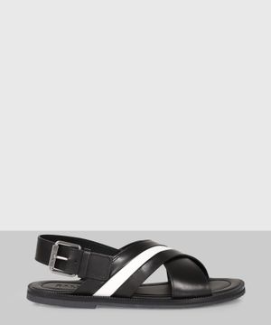 Black slingback flat sandals