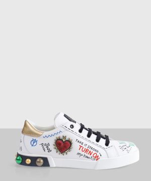 Applique detail sneakers in white