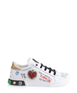 Applique detail sneakers in white