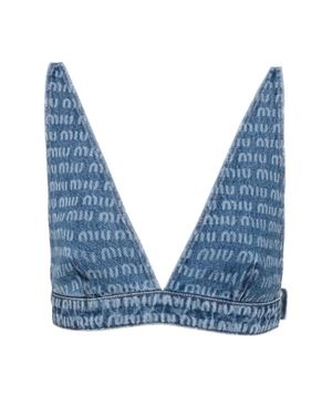 All-over logo denim top in blue