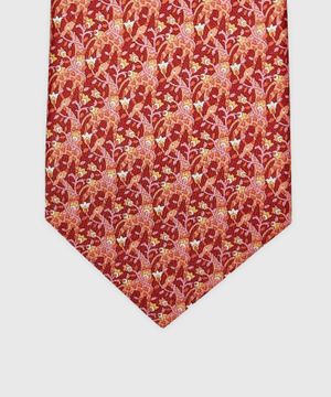 Mixed print tie in red
