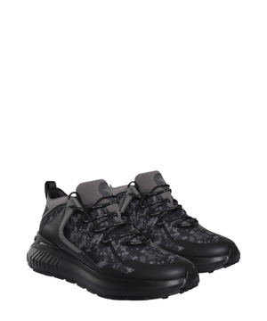 Black sneakers with pixel camouflage pattern