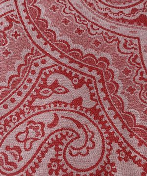 Red tablecloth with paisley pattern