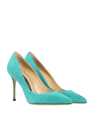 Turquoise color stiletto pumps