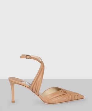 "Basil 75" ruched leather pumps in brown
