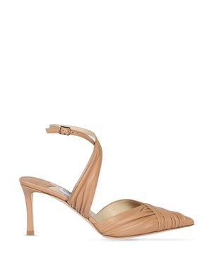"Basil 75" ruched leather pumps in brown