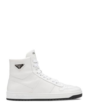 "Downtown" leather high-top sneakers in white