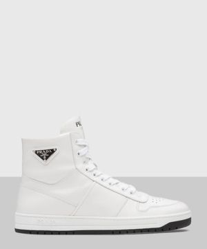 "Downtown" leather high-top sneakers in white