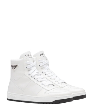 "Downtown" leather high-top sneakers in white