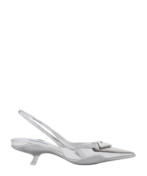 Silver strap pumps