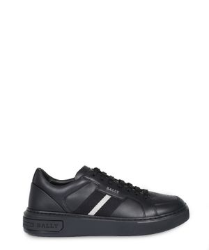 Striped leather sneakers in black