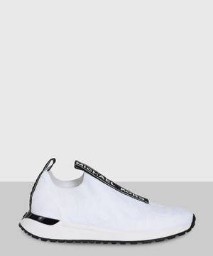 "Bodie" stretch knit slip-on trainer in white 