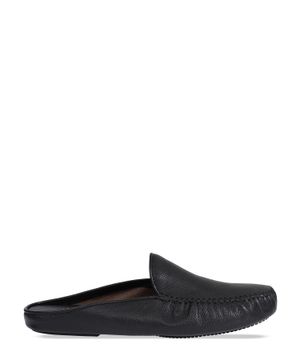 Leather slippers in black 