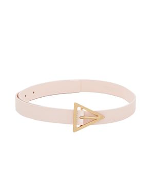 Pink belt with gold-tone triangle buckle