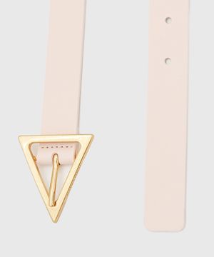 Pink belt with gold-tone triangle buckle