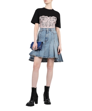 Bustier printed short sleeve T-shirt