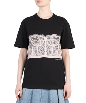 Bustier printed short sleeve T-shirt