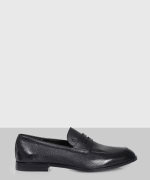 Black loafer with strap detail