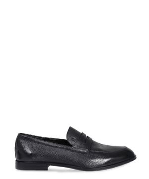 Black loafer with strap detail