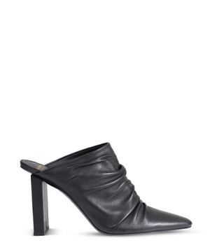 "Ulla" draped leather mules in black