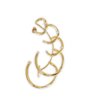 Wavy pattern gold-tone hoop earrings with crystal embellishments