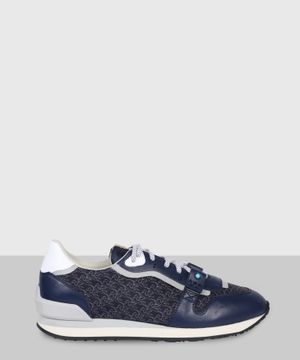 Logo detail lace-up sneakers in navy
