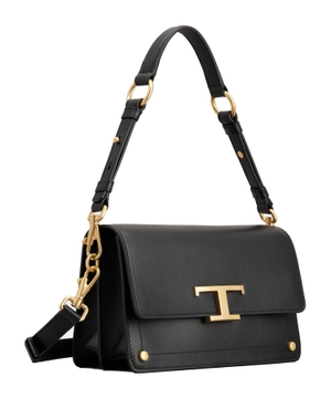 Gold-tone logo detail bag in black