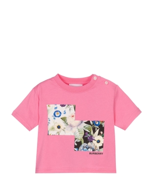 Çəhrayı rəngli loqo printli qısaqol t-shirt