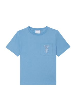 Mavi rəngli loqo detallı qısaqol t-shirt