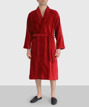 Belted waist robe in red