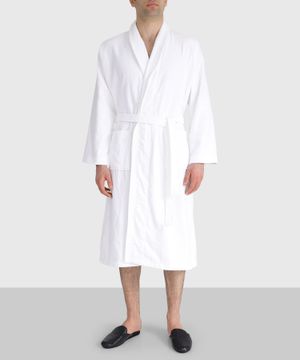 Belted waist robe in white 