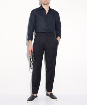 Straight-leg wool trousers