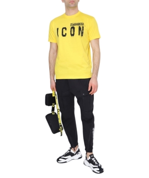 Sarı rəngli loqo printli t-shirt