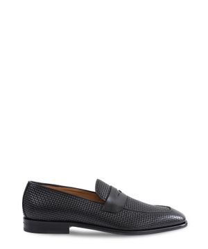 Black loafer with strap detail