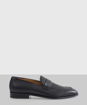 Black loafer with strap detail