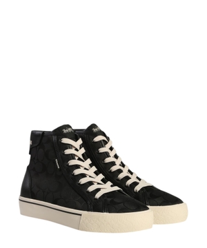 Black ankle sneakers with lace-up design