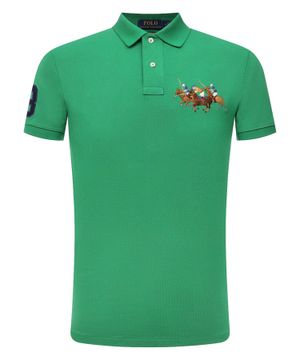 Yaşıl rəngli loqo detallı qısaqol polo t-shirt