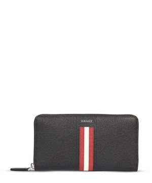 Black leather zipped wallet