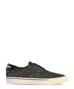 Black monogram-print low-top trainers